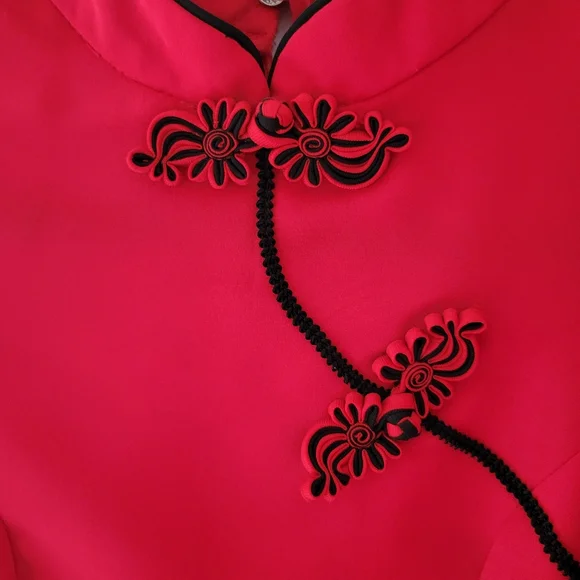 Vintage 90s Y2K Handmade Cheongsam Dress And Cropped Jacket Asian Style XS - Picture 11 of 14